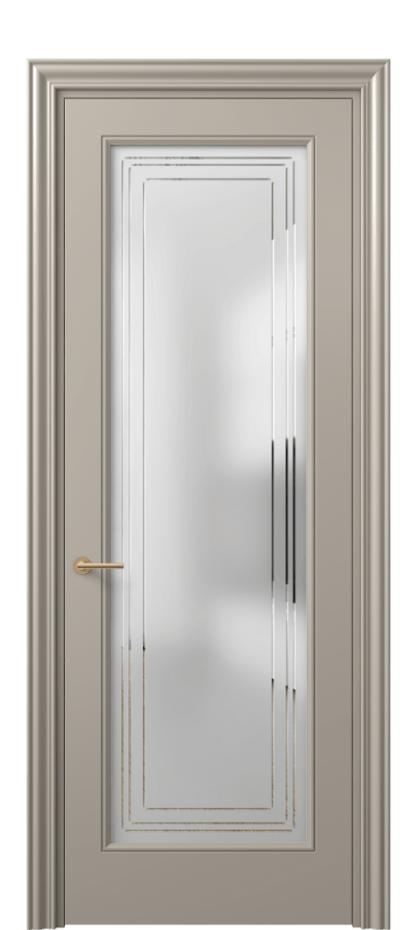 Межкомнатная дверь Mascot 8400 Матовый бисквитный Сатинированное стекло с гравировкой "Грани", триплекс Цена 69959 ₽ | Volhovec