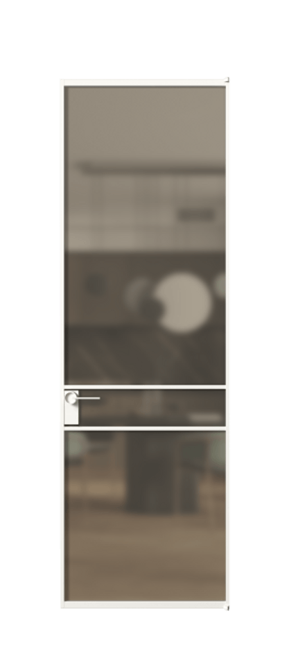 Алюминиевая дверь АЛПЛ040.02 Алюминий Белый Сатинированное бронзовое стекло, триплекс Цена 115420  | Volhovec