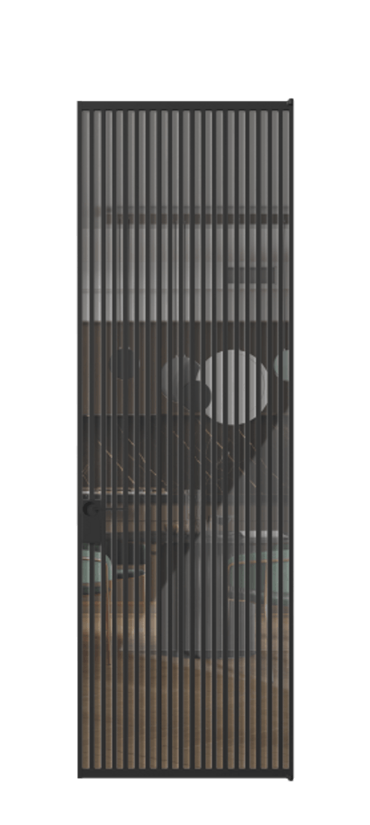 Алюминиевая дверь АЛПЛ040.06 Алюминий Черный Рефлективное прозрачное стекло "Stopsol", калёное Цена 240310  | Volhovec