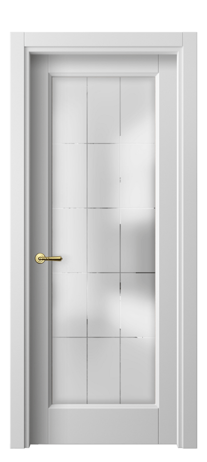 Межкомнатная дверь Galant 1402 Матовый белоснежный Сатинированное стекло с гравировкой "Лофт" Цена 56070 ₽ | Volhovec