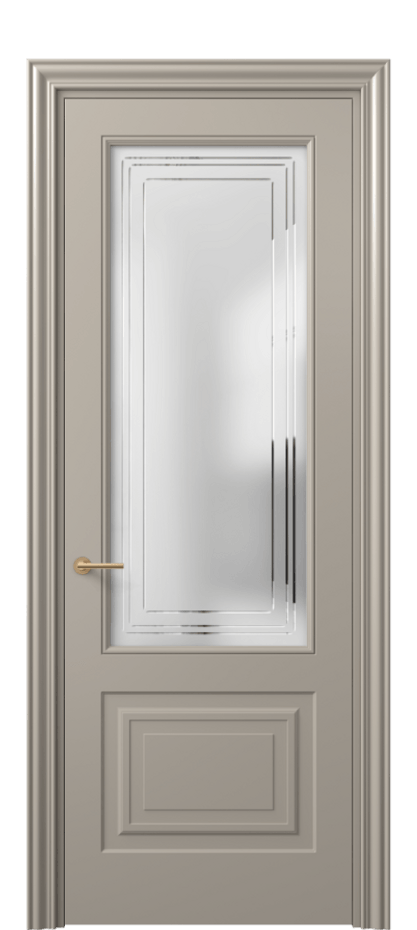 Межкомнатная дверь Mascot 8452 Матовый бисквитный Сатинированное стекло с гравировкой "Грани", триплекс Цена 82499 ₽ | Volhovec