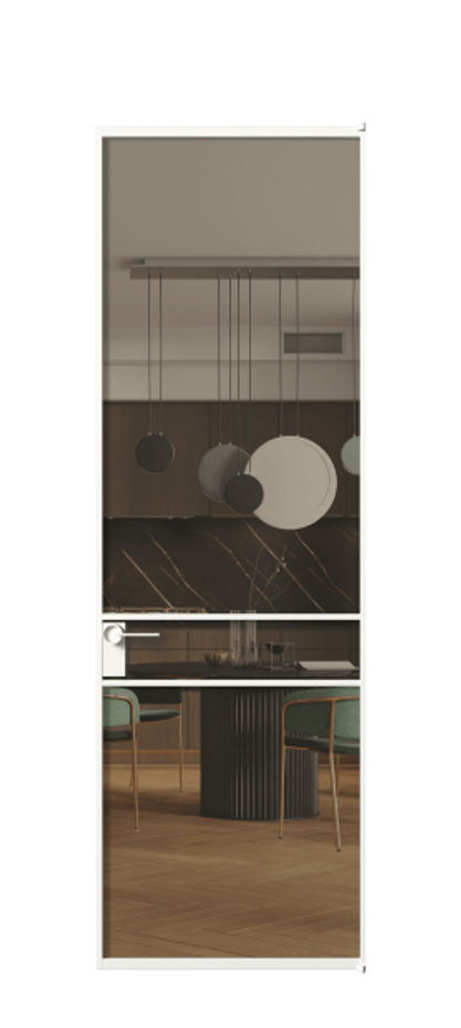 Алюминиевая дверь АЛПЛ040.02 Алюминий Белый Прозрачное бронзовое стекло, триплекс Цена 115420  | Volhovec