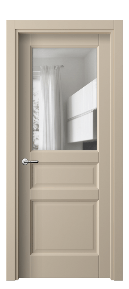 Межкомнатная дверь Galant 1432 ПЭТ светло-бежевый Прозрачное стекло Цена 33699 ₽ | Volhovec