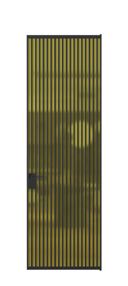Алюминиевая дверь АЛПЛ040.06 Алюминий Черный Сатинированное жёлтое стекло, триплекс Цена 231910  | Volhovec