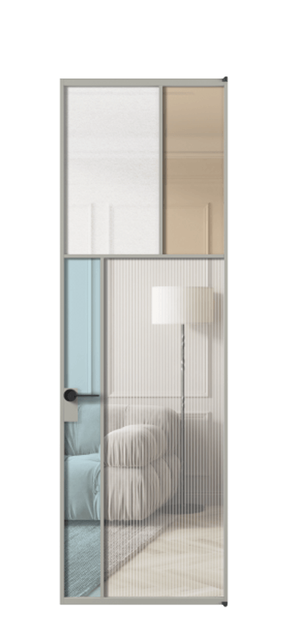 Межкомнатная дверь Mosaic АЛПЛ041.22 Алюминий нейтральный серый Комбинация стекол Группы 1 и Группы 3 Цена 170970 ₽ | Volhovec