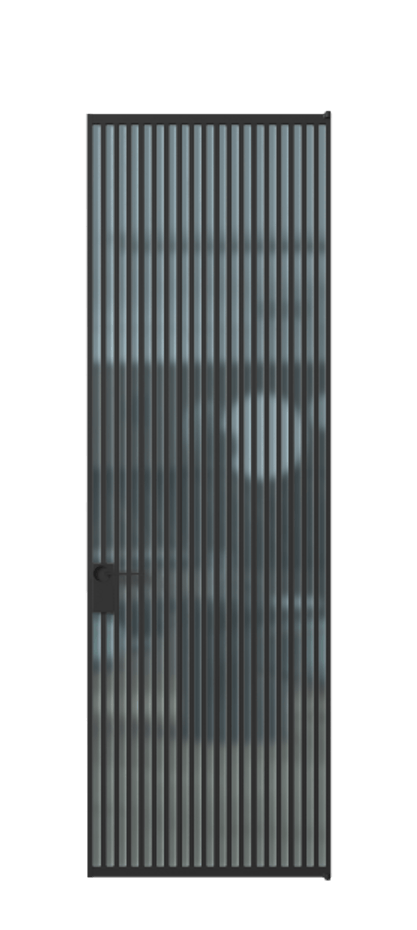 Алюминиевая дверь АЛПЛ040.06 Алюминий Черный Сатинированное голубое стекло, триплекс Цена 231910  | Volhovec