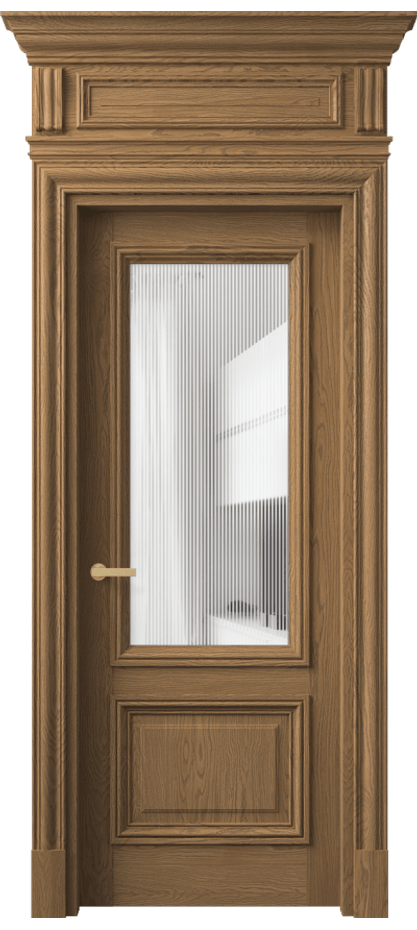 Межкомнатная дверь Антик 7302 Дуб мускатный матовый Рифлёное стекло "Дюна", триплекс Цена 271389 ₽ | Volhovec
