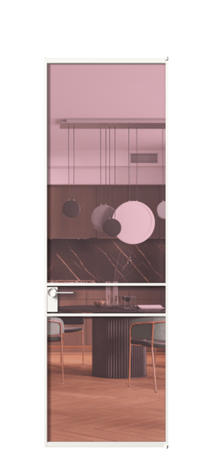 Алюминиевая дверь АЛПЛ040.02 Алюминий Белый Прозрачное розовое стекло, триплекс Цена 115420  | Volhovec