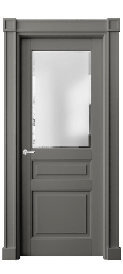 Межкомнатная дверь Тоскана Плано 6304 Матовый классический серый Сатинированное стекло с фацетом Цена 136139 ₽ | Volhovec