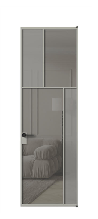 Межкомнатная дверь Mosaic АЛПЛ041.23 Алюминий нейтральный серый Сатинированное серое стекло, триплекс, 6 мм + Прозрачное серое стекло, триплекс Цена 160090 ₽ | Volhovec