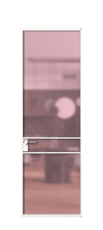 Алюминиевая дверь АЛПЛ040.02 Алюминий Белый Сатинированное розовое стекло, триплекс Цена 115420  | Volhovec