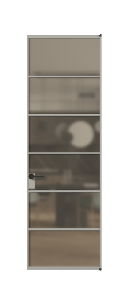 Алюминиевая дверь АЛПЛ040.04 Алюминий нейтральный серый Сатинированное бронзовое стекло, триплекс Цена 123295  | Volhovec