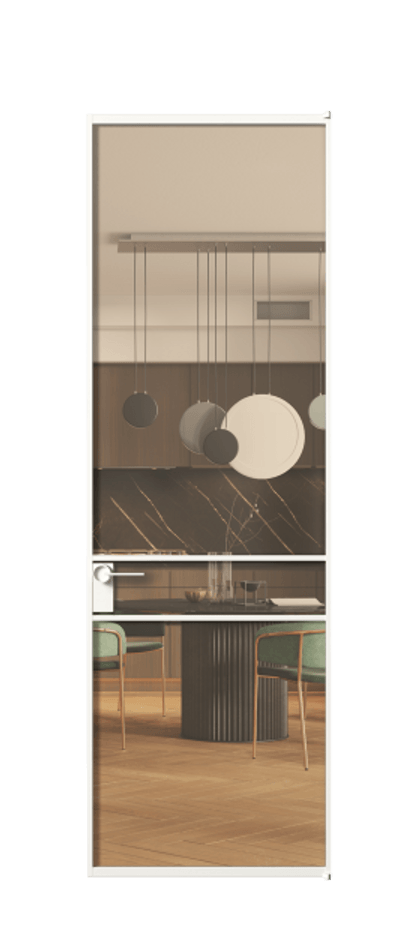 Алюминиевая дверь АЛПЛ040.02 Алюминий Белый Прозрачное оранжевое стекло, триплекс Цена 115420  | Volhovec