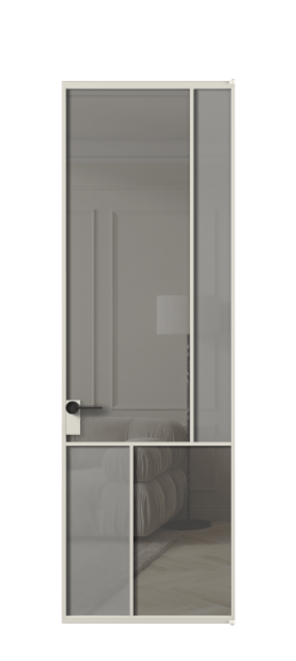 Межкомнатная дверь Mosaic АЛПЛ041.21 Алюминий облачно-серый Сатинированное серое стекло, триплекс, 6 мм + Прозрачное серое стекло, триплекс Цена 160090 ₽ | Volhovec