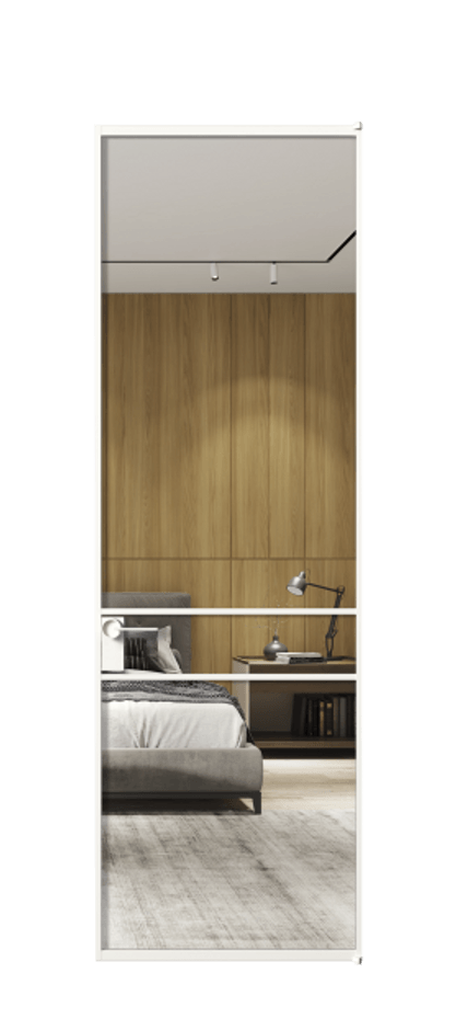 Алюминиевая дверь АЛПЛ040.02 Алюминий Белый Двустороннее зеркало, триплекс , триплекс 6 мм Цена 115420  | Volhovec