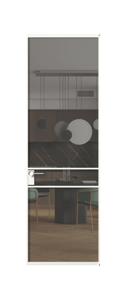 Алюминиевая дверь АЛПЛ040.02 Алюминий Белый Прозрачное серое стекло, триплекс Цена 115420  | Volhovec