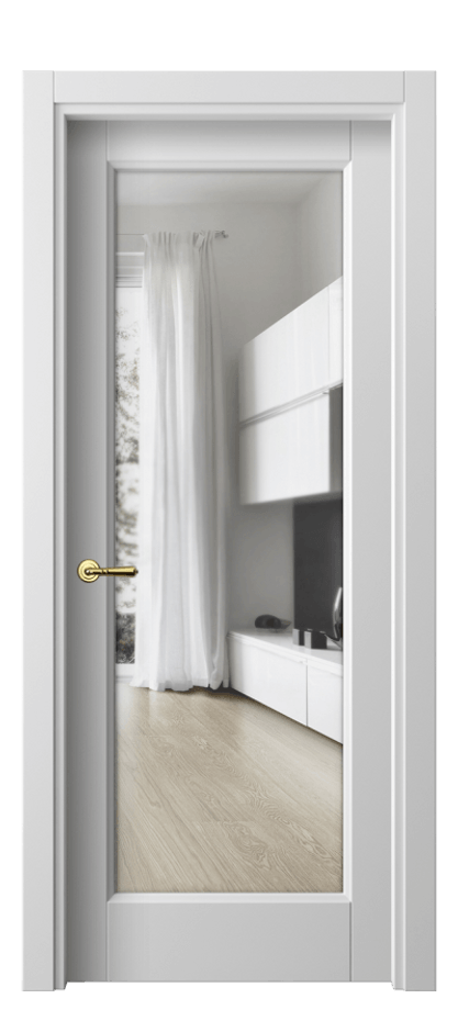 Межкомнатная дверь Galant 1402 Матовый белоснежный Прозрачное стекло Цена 55020 ₽ | Volhovec