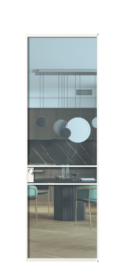 Алюминиевая дверь АЛПЛ040.02 Алюминий Белый Прозрачное голубое стекло, триплекс Цена 115420  | Volhovec