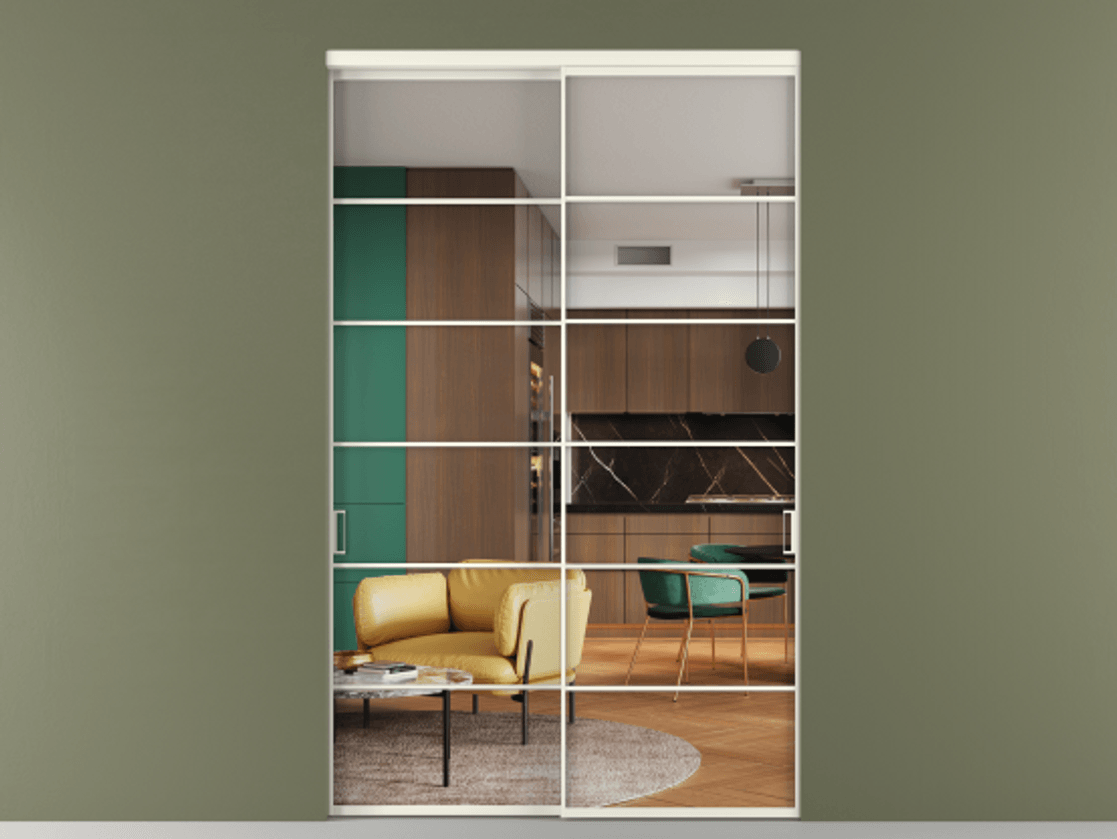 Перегородка Formato внутри проёма 2 створки АЛПР 040.04 Алюминий жемчужный Прозрачное стекло "Кристал Вижн", калёное Цена 493900 ₽  | Volhovec