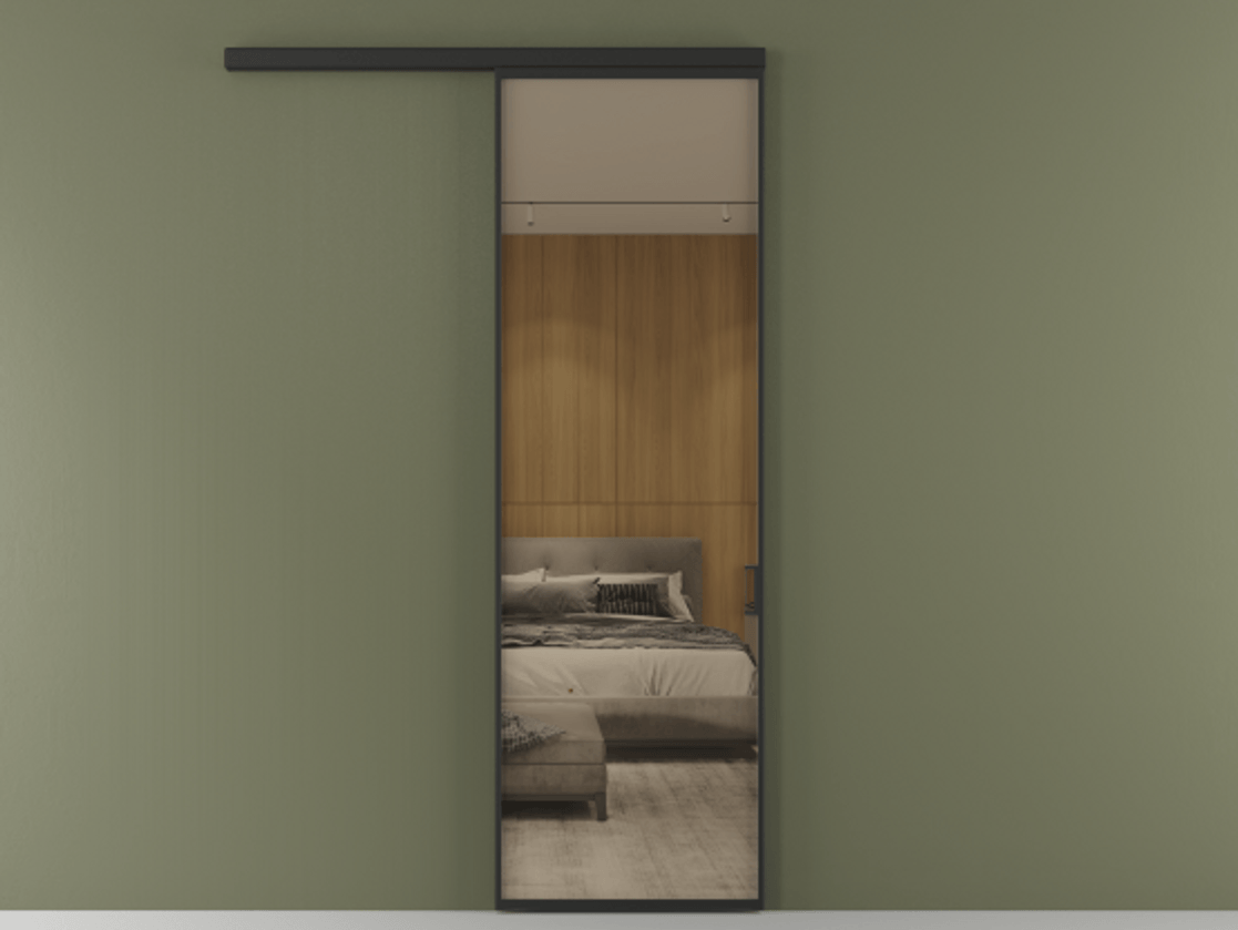 Перегородка Formato вдоль стены 1 створка АЛПР 040.01 Алюминий Черный Рефлективное бронзовое стекло "Стопсол", калёное Цена 119000 ₽  | Volhovec