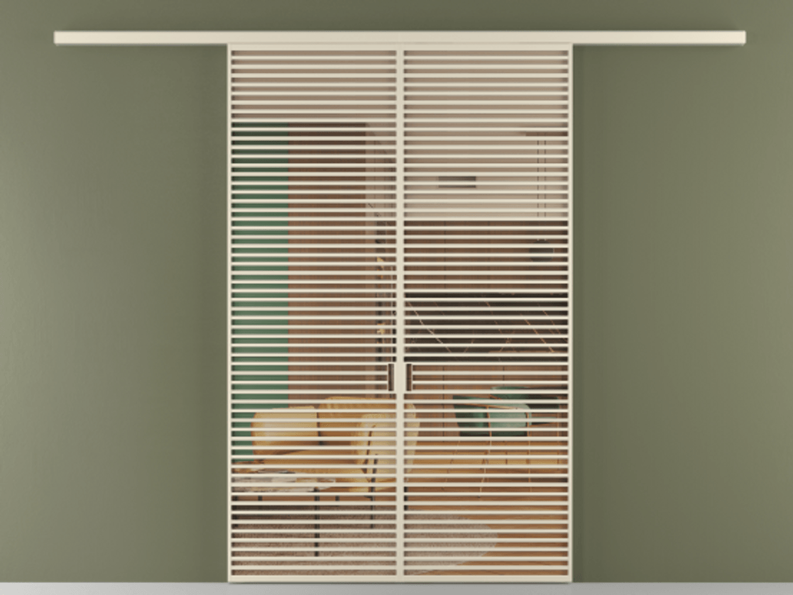 Перегородка Formato вдоль стены 2 створки АЛПР 040.07 Алюминий бежево-серый Прозрачное оранжевое стекло, триплекс Цена 359760 ₽ | Volhovec