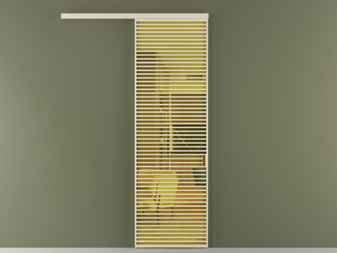 Перегородка Formato вдоль стены 1 створка АЛПР 040.07 Алюминий бежево-серый Прозрачное жёлтое стекло, триплекс Цена 184480 ₽  | Volhovec