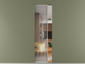 Алюминевая перегородка skr1_01_ Алюминий тёплый серый Stopsol Clear. Цвет Алюминий тёплый серый. Материал Алюминий в эмали. Коллекция Перегородка Formato скрытый пенал одностворчатая. Картинка.