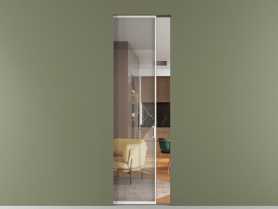 Алюминевая перегородка skr1_01_ Алюминий пудровый белый Stopsol Clear. Цвет Алюминий пудровый белый. Материал Алюминий в эмали. Коллекция Перегородка Formato скрытый пенал одностворчатая. Картинка.