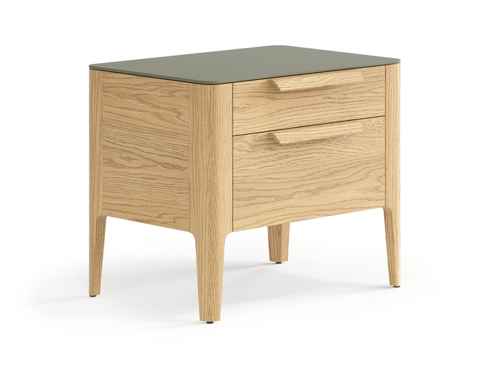 Мебель Тумба прикроватная Пьега 2 ящика. Цвет Дуб соломенный матовый. Материал Массив дуба матовый. Коллекция Тумба прикроватная Пьега 2 ящика. Картинка.
