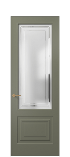 Дверь межкомнатная 8452 МОТ Сатин с гравировкой Mascot. Цвет Матовый оливковый тёмный. Материал Гладкая эмаль. Коллекция Mascot. Картинка.