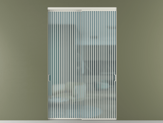 Алюминевая перегородка АЛПР 040.06_БЕЛ_САТ ГОЛ_new. Цвет Алюминий Белый. Материал Алюминий. Коллекция Перегородка Formato внутри проёма 2 створки. Картинка.