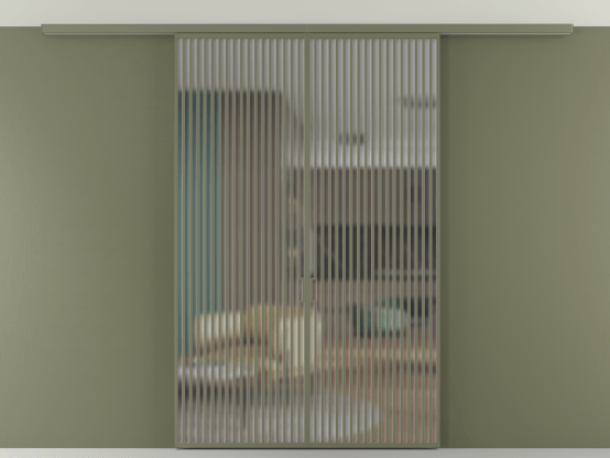 Алюминевая перегородка АЛПР 040.06_АОТ_Matelux Crystalvision_new. Цвет Алюминий оливковый тёмный. Материал Алюминий в эмали. Коллекция Перегородка Formato вдоль стены на потолок 2 створки. Картинка.