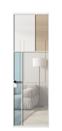 Дверь межкомнатная АЛПЛ041.22 АБЛ 4 стекла. Цвет Алюминий белоснежный. Материал Алюминий в эмали. Коллекция Мозаик. Картинка.