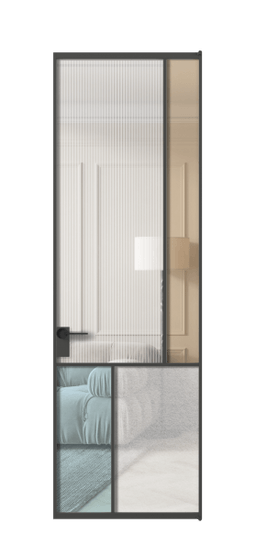 Дверь межкомнатная АЛПЛ041.21 ГР Графитовый 4 стекла. Цвет . Материал Алюминий металлик. Коллекция Мозаик. Картинка.