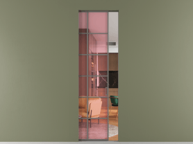 Алюминевая перегородка АЛПР 040.05 МКЛС ПРОЗ РОЗ. Цвет Алюминий классический серый. Материал Алюминий в эмали. Коллекция Перегородка Formato скрытый пенал 1 створка. Картинка.