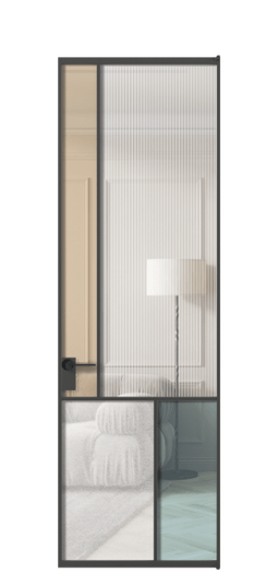 Дверь межкомнатная АЛПЛ041.20 ГР Графитовый 4 стекла. Цвет . Материал Алюминий металлик. Коллекция Мозаик. Картинка.