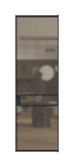 Дверь межкомнатная АЛПЛ040.02 Бронза сатин триплекс ЧЕР. Цвет Алюминий Черный. Материал Алюминий. Коллекция Формато. Картинка.