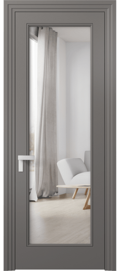 Дверь межкомнатная 8300 МКЛС Двустороннее зеркало. Цвет Матовый классический серый. Материал Гладкая эмаль. Коллекция Rocca. Картинка.