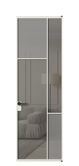 Дверь межкомнатная АЛПЛ041.10 АСР СБЖ Серый сатин матовое + Серый прозрачное. Цвет Алюминий серый. Материал Алюминий в эмали. Коллекция Мозаик. Картинка.