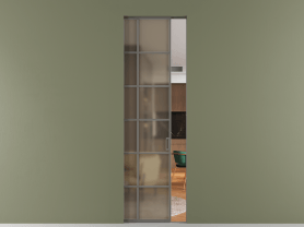 Алюминевая перегородка АЛПР 040.05 МКЛС Бронза сатин триплекс. Цвет Алюминий классический серый. Материал Алюминий в эмали. Коллекция Перегородка Formato скрытый пенал 1 створка. Картинка.