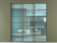 Перегородка Formato внутри проёма 3 створки с синхронным механизмом