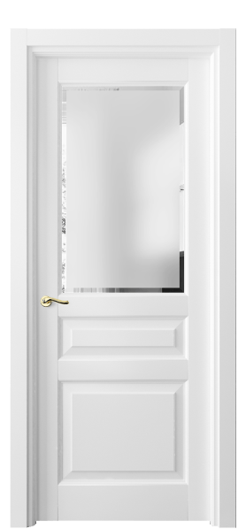 Дверь межкомнатная 0710 ББЛ Сатинированное стекло с фацетом. Цвет Бук белоснежный. Материал Массив бука эмаль. Коллекция Lignum. Картинка.