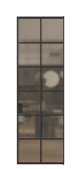 Дверь межкомнатная АЛПЛ040.05 Бронза сатин триплекс ЧЕР. Цвет Алюминий Черный. Материал Алюминий. Коллекция Formato. Картинка.